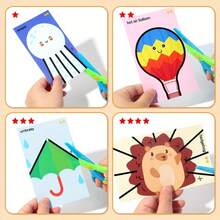 62件套折纸工艺设计套装，儿童剪纸手工艺术套装，趣味剪纸工艺，手工纸艺套装，包含1把安全剪刀，圣诞节、复活节礼物 - 彩色 - 查看 8