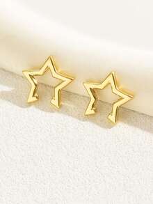 1 Pair Fashionable High-End Star Clip-On Earrings, Geometric Design For Women Without Pierced Ears - Star - View 2