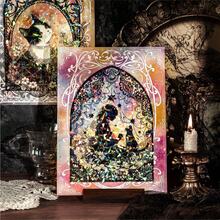 Icy PET Puzzle Stickers - Retro Black Cat In Flowing Shadow Series, DIY Scene Material Flat Sticker, Gift, Holiday Gift, Birthday Gift, Perfect Gift - Multicolor - View 5