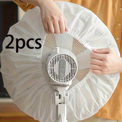 kumim 2-Pack Electric Fan Dust Cover - Durable PVC Plastic Dust Protection Cover, Suitable For All Fans, All-Season Easy-Clean Design, Dual-Use For Home And Office, Ruffled Edge Shape, Simple Appearance, Sturdy Structure, Office Accessories, User Essential