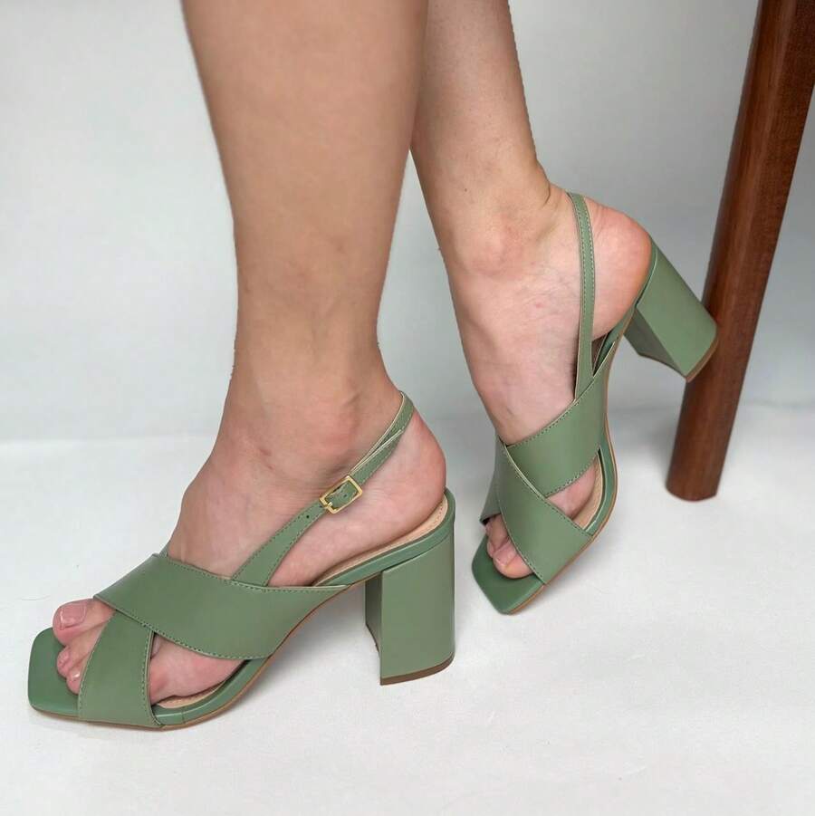 Lusarah Women's Sandal In Genuine Leather | 8 Cm Heel | Comfortable - 綠色 - 查看 1