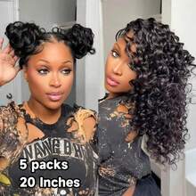 EAYON HAIR Loose Deep Wave Natural Color Crochet Human Hair Bundles Invisible Pre-Separated Human Crochet Hair 14-22 Inch 100 Strands/120G Miracle Knots Crochet Hair For Travel, Vacation, Holiday, Wedding, Summer Beach - Natural Black - 查看 1