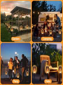 1/4/8/12pcs Solar Torch Lights, Outdoor Lighting, Realistic Flickering Flame Effect, Waterproof LED Lights, Suitable For Yard, Patio, Lawn, Landscape, Halloween, Christmas Party Decor, Solar Outdoor Lights, Solar Torch Lights With Flickering Flame, Solar Outdoor Lights, Garden Solar Outdoor Lights - 黑色 - 查看 7