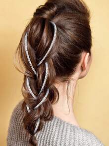 1pc Crystal Rhinestone Hair Chain With Tassel Hair Clip, Unique Shiny Hair Accessory - Multicolor - View 8