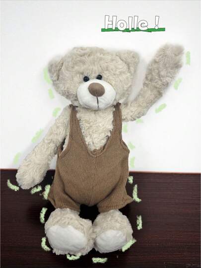 1 pieza Oso de peluche de Teddy de 32cm/12.6 pulgadas con tirantes, muñeco de peluche adorable y abrazable como regalo para amigos, familia, niños y decoración del hogar, regalo festivo