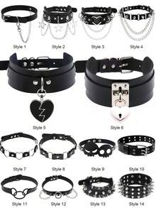 1 chiếc vòng cổ choker đính đinh tán Punk Rock thời trang, thích hợp cho trang phục hàng ngày của phụ nữ, lễ hội, tiệc tùng, sinh nhật sáng tạo, quà tặng ngày lễ tình nhân, vòng cổ phóng đại theo phong cách Gothic - màu đen - Xem 12