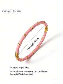 VceTd 1件装不锈钢手链，浪漫法式风格，彩色珐琅竹结设计，适合女性日常佩戴，或作为情人节礼物送给爱人。 - 竹系列 - 查看 15