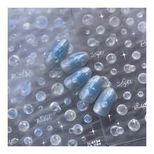 Summer Nail Art Stickers Decals 5D Embossed Nail Decals Bubble Nail Stickers For Summer Nails Art With Bubble Star Design Se--Adhesive Manicure Decorations For Women Nails Supplies - 樣式2 - 查看 3