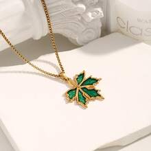 一条简约别致的304不锈钢枫叶项链，可作毛衣链佩戴，轻盈奢华，百搭日常百搭。 - 金色 - 查看 5