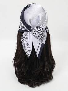 1条简约印花70厘米方形围巾，新款春季女士头巾，多功能腰带，包包装饰，头巾，时尚领巾 - 彩色 - 查看 6