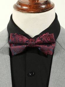 男士时尚波西米亚风双层领结，佩斯利花纹，红/绿/棕三色可选，适合派对和节日装扮 - 彩色 - 查看 6