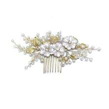 1 pieza Peine de hierro elegante, accesorio de cabello para novia y boda, adecuado para todas las estaciones - Dorado - Ver 8