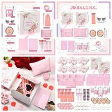 88 Pcs Bridesmaid Proposal Gifts Bridesmaid Box Set Maid Of Include Box Candle Invited Cards Scrunchies Hair Elastics Ties Knotted Bracelets Pens Blue - 粉紅色 + 清新 - 查看 1
