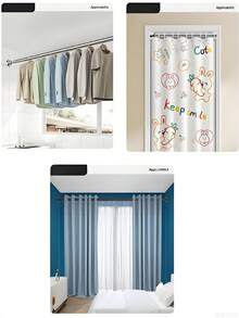 1pc 26.77in-113.78in Stainless Steel Adjustable Tension Rod, No Drilling Required, For Curtains, Closets, Car, Cabinets, Etc. - Multicolor - View 3