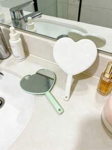 1个迷你心形镜/便携式手持高清化妆镜，可爱小镜子/手持镜，迷你化妆镜 - 彩色 - 查看 7