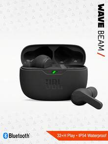 JBL Wave Beam 真无线耳机，深沉低音，半入耳式轻巧设计，全天佩戴舒适，电池续航时间长达 32 小时，IP54 防水，双设备连接，触控操作和语音助手。 - 黑色 - 查看 11