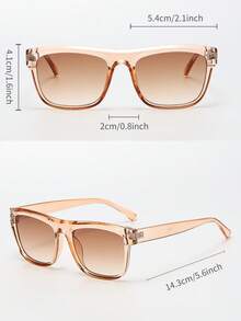 Women's Champagne Color Oversized Retro Square Plastic Frame Sunglasses, Suitable For Large Faces, Ideal For Beach, Driving And Daily Wear, Spring/Summer - 香檳色 - 查看 5