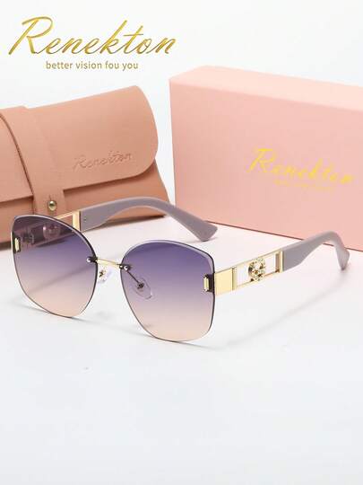 RENEKTON 时尚女士太阳镜，偏光渐变镂空砖纹猫眼金属太阳镜，采用TAC材质，轻便舒适，适合驾驶、户外活动、派对、优雅场合、摄影、旅行、休闲等，是送给女性的理想礼物（生日、情人节、夏季、婚礼、斋月），日常及特殊场合皆宜，时尚镜框，佩戴舒适，简约百搭，是馈赠佳品，高端品牌节日礼品精品太阳镜，夏季套装，礼盒套装，教师节、世界杯等节日礼物之选。