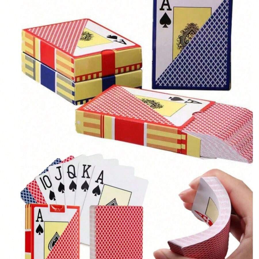 高品质哑光德州扑克牌，派对娱乐牌，耐用棋盘游戏牌，大字体，防折痕，耐磨 - 彩色 - 查看 1