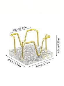 1/2pcs Desktop Self-Adhesive Memo Paper Organizer Holder With Business Card Rack, Black Walnut Simple Hollow Metal Memo Pad Holder