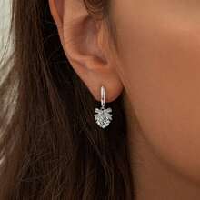 925 Sterling Silver Earrings, Fashionable Cubic Zirconia Butterfly Hoop Earrings, Classic Everyday Wear Earrings, Birthday Gift - Silver - View 2