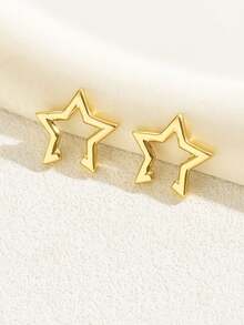 1 Pair Fashionable High-End Star Clip-On Earrings, Geometric Design For Women Without Pierced Ears - Star - View 12