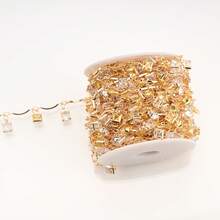 1 Meter Colorful Zirconia Handmade Square-Shaped Zirconia Chain Accessory Jewelry Making Chains For Women Jewelry Making Clothing Shoes And Bags Making Chains Accessory