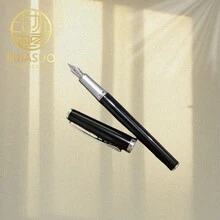 1pc Black & Silver Metal Calligraphy F-Nib Ballpoint Pen, Business Gift Set With Box & Bag, Classic Luxury Design, Student/Teacher Gift, Back To School Essential - Liya Black Silver - View 7