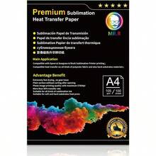 MR.R Premium Papel de transferencia de calor por sublimación para Epson y Sawgrass 105 g/ m2 100 hojas por paquete A4 - Blanco - Ver 2