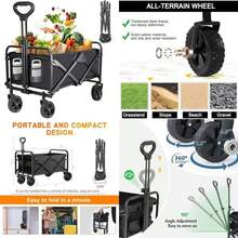 Carro Plegable Multifuncional Aire Libre.Carro Plegable con Mango Ajustable y Ruedas Giratorias De 360 Grados. para Exteriores,Campamento,Compras, Supermercado (Negro)(default) - Multicolor - Ver 1