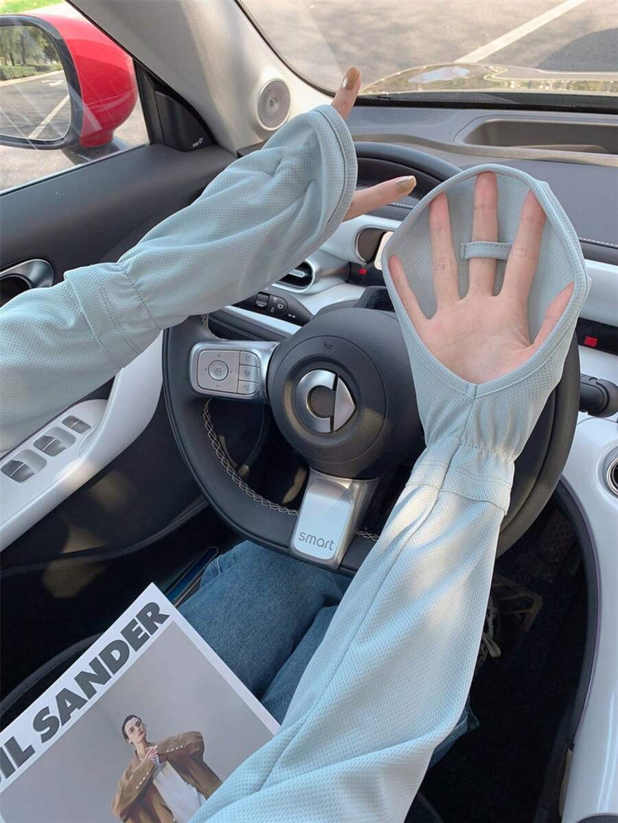 Women's Anti-UV Arm Sleeves, Loose Fit Breathable Fingerless Gloves For Driving, Summer