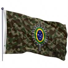 Bandeira do Exercito Brasileiro Fundo Camuflado Dupla Face Estampada Tamanho 90x128cm  - Multicolorido - Visão 1