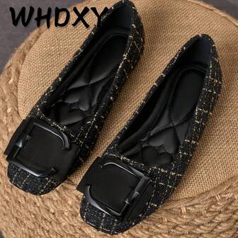 WHDXY Women's Square Toe French Style Flat Bow Tie Soft Casual Loafers, Fashion Lady Flats, Spring New Versatile Slip-On Ballerina Flats, Soft Bottom Moccasins