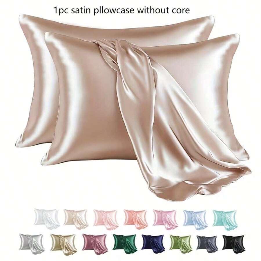 Luxury Soft Silk Pillowcase | Breathable, Skin-Friendly Coolness, Solid Color Envelope Closure, Machine Washable - Dormitory Essential - ngẫu nhiên - Xem 1