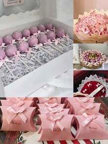 50pcs Gender Reveal Party Decorations Bows, DIY Candy Box Gift Box Decor Ribbons For Girls & Boys - Multicolor - View 2