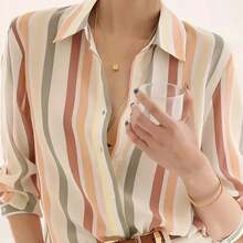 Plus Size New Loose Long Sleeve Women Blouse Shirt Spring - Apricot - View 5