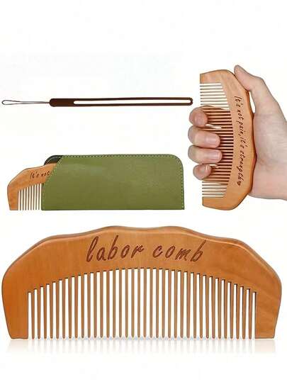 3pcs Wooden Childbirth Comb Set, Designed Specifically For Women In Labor, A Gift For New Moms, Natural Childbirth Essential, Must-Have For Maternity Hospital Bag