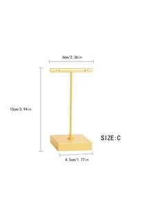 1pc Metal T-Shape Jewelry Display Stand, Earring Necklace Jewelry Organizer Rack - Gold - View 16