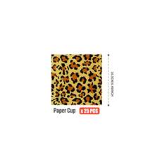 25件套豹纹一次性餐具套装，包括盘子、餐巾纸、杯子，适合生日、婚礼、派对、家庭野餐等场合。 - 彩色 - 查看 12