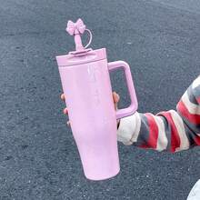 1pc 1200ml Stainless Steel Insulated Tumbler, Large Capacity With Handle, Double Drinking Mouth, Keeps Hot/Cold, Car Cup, Couple Gift - Multicolor - View 14