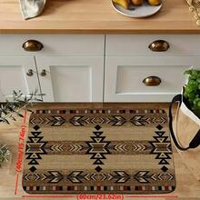 1 Piece Of Bohemian Geometric Pattern Kitchen Item - Made Of Soft, Absorbent, And Non-Slip Flannel Material, Featuring A Vibrant Design In Beige, Brown, And Black. It Is Washable And Serves As A Rectangular Kitchen And Dining Room Decoration, Perfect For Bohemian-Style Kitchen Floors, Rural Farmhouse Decor, Farmhouse Kitchens, Haystacks, And Other Rural Home Decorations - Black - View 3