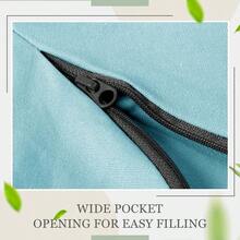 2 Fundas Rellenas para Puf de Almacenamiento para Nios Adultos Cubierta Rellena de Puff Grande con Cremallera sin Relleno Funda de Puff Fiaca para Organizar Juguetes Verde y Morado - VerdeyPrpuraPequeo - Ver 4