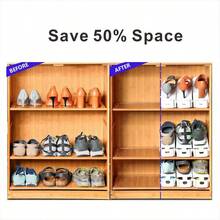 10/20/15/5/1/8pcs Adjustable Double-Deck Shoe Organizer Rack - Compact Solution For Closet, Hallway, Bedroom And Bathroom, Made Of Sturdy Plastic, Holds 10/20/5/1 Pairs Of Shoes, Shoe Slots Organizer, Adjustable Shoe Rack, Space Saving