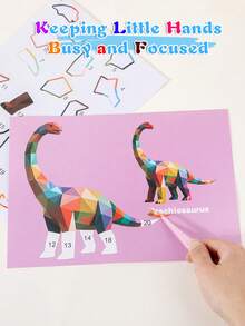 Set Puzzle Stiker Geometri, Kit Seni Stiker DIY 3D untuk Anak-anak, Tema Hewan, Dinosaurus, Laut, dan Lalu Lintas, Mainan Puzzle Seru untuk Bermain di Rumah & Hadiah - MultiWarna - View 4