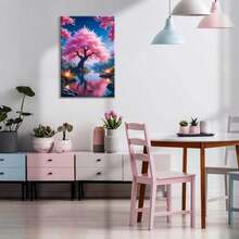 JOOZ Paint By Numbers Kit For Adults With Easel Cherry Blossom Tree Paint By Number With Frame Lake Scenery Adult Paint By Number Kits Oil Painting By Numbers For Gift Home Wall Decor 8x12 Inch - ColorD - View 6