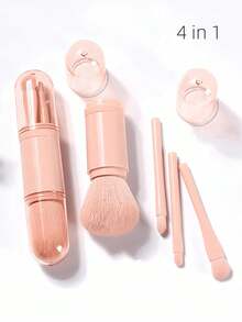 4pcs 4 In 1 Makeup Brush Kit, Facial Highlight Brushes, Mini Eye Eyeshadow Brush, Retractable Handle Makeup Brush, Portable Travel Mini Loose Powder Brush, Women Cosmetics Makeup Brush Tools,Brush Set,Makeup Brush Kit,Make Up Brush Set,Make Up Set Complete,Makeup Brush Set,Complete Makeup Kit,Brush Kit,Brushes Makeup Set,Makeup Gift Set,Set - Multicolor - View 1