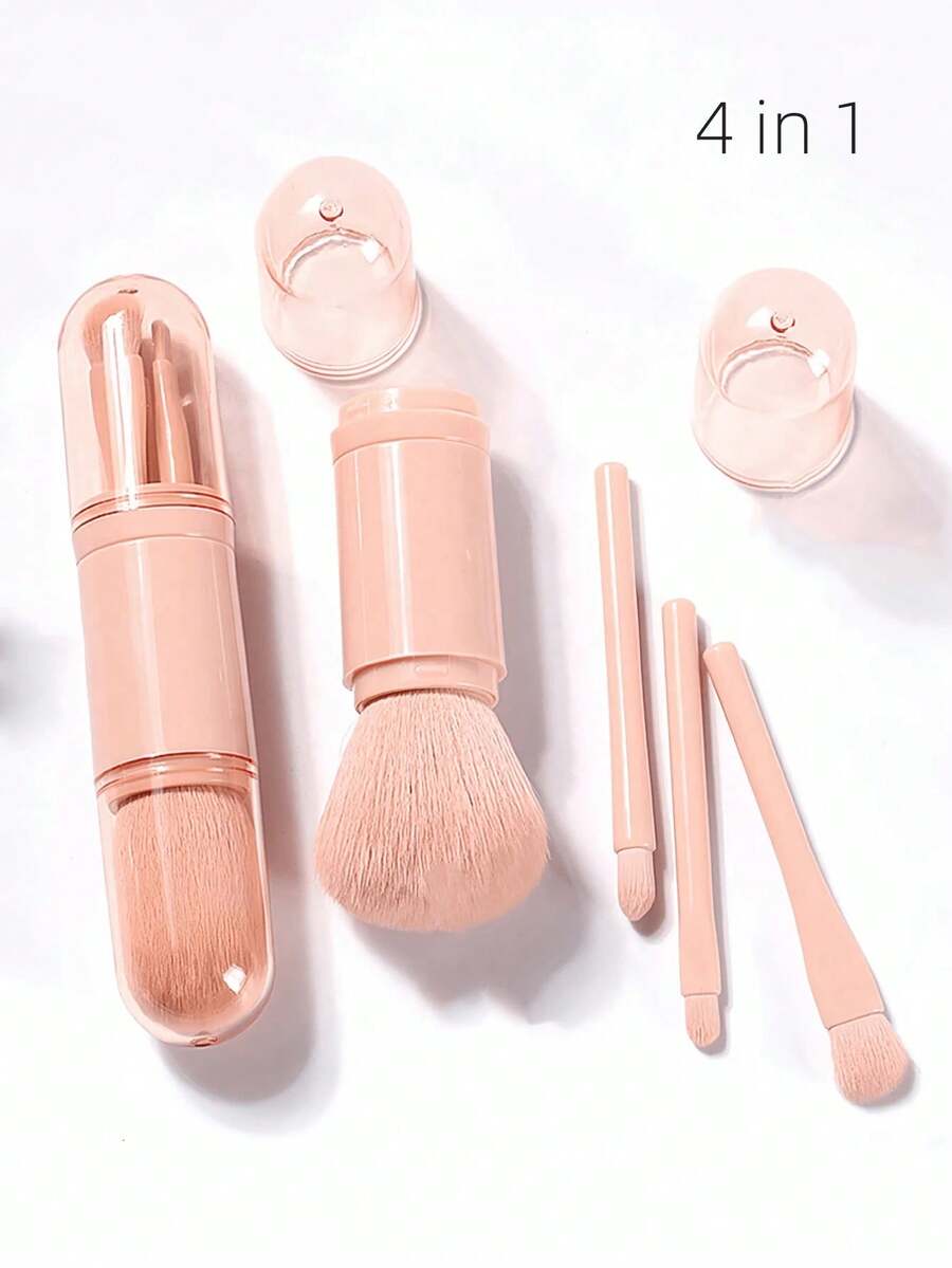 4pcs 4 In 1 Makeup Brush Kit, Facial Highlight Brushes, Mini Eye Eyeshadow Brush, Retractable Handle Makeup Brush, Portable Travel Mini Loose Powder Brush, Women Cosmetics Makeup Brush Tools,Brush Set,Makeup Brush Kit,Make Up Brush Set,Make Up Set Complete,Makeup Brush Set,Complete Makeup Kit,Brush Kit,Brushes Makeup Set,Makeup Gift Set,Set - Multicolor - View 1