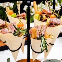 Bộ 48 chiếc nón giấy đựng đồ ăn dùng một lần bằng gỗ thông tự nhiên - Nón giấy đựng thức ăn, đồ ăn nhẹ và khoai tây chiên, đường kính 4.9"/7", nón đựng đồ ăn cầm tay tiện dụng cho đồ ăn nhẹ, trái cây, món tráng miệng, kem, món khai vị, cốc giấy, đĩa bánh và đĩa tráng miệng, hoàn hảo cho các bữa tiệc, đám cưới, Ngày lễ tình nhân, bãi biển, tựu trường, sinh nhật, lễ tốt nghiệp, ngày lễ, du lịch, tụ họp ngoài trời, phục vụ gia đình và làm quà tặng, bộ đồ ăn. - Nhiều màu - Xem 11