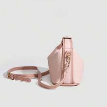 Bolso bandolera informal con textura única para mujer, con cremallera y correa para el hombro, ideal para uso diario en la oficina o fiesta. - Rosa - Ver 4