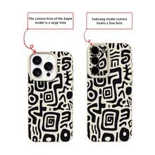 1pc TPU Material Black Abstract Geometric Pattern Phone Case Compatible With Iphone 17 Pro Max/17/16 Pro Max/15/13/12/11, S20 FE/A15/S24/A55, Compatible With Redmi Note 11/Note 12/Note 13 Pro, Full Coverage Anti-Drop Soft Shell Phone Protective Cover,International Version, Not The Domestic Version - White - View 7